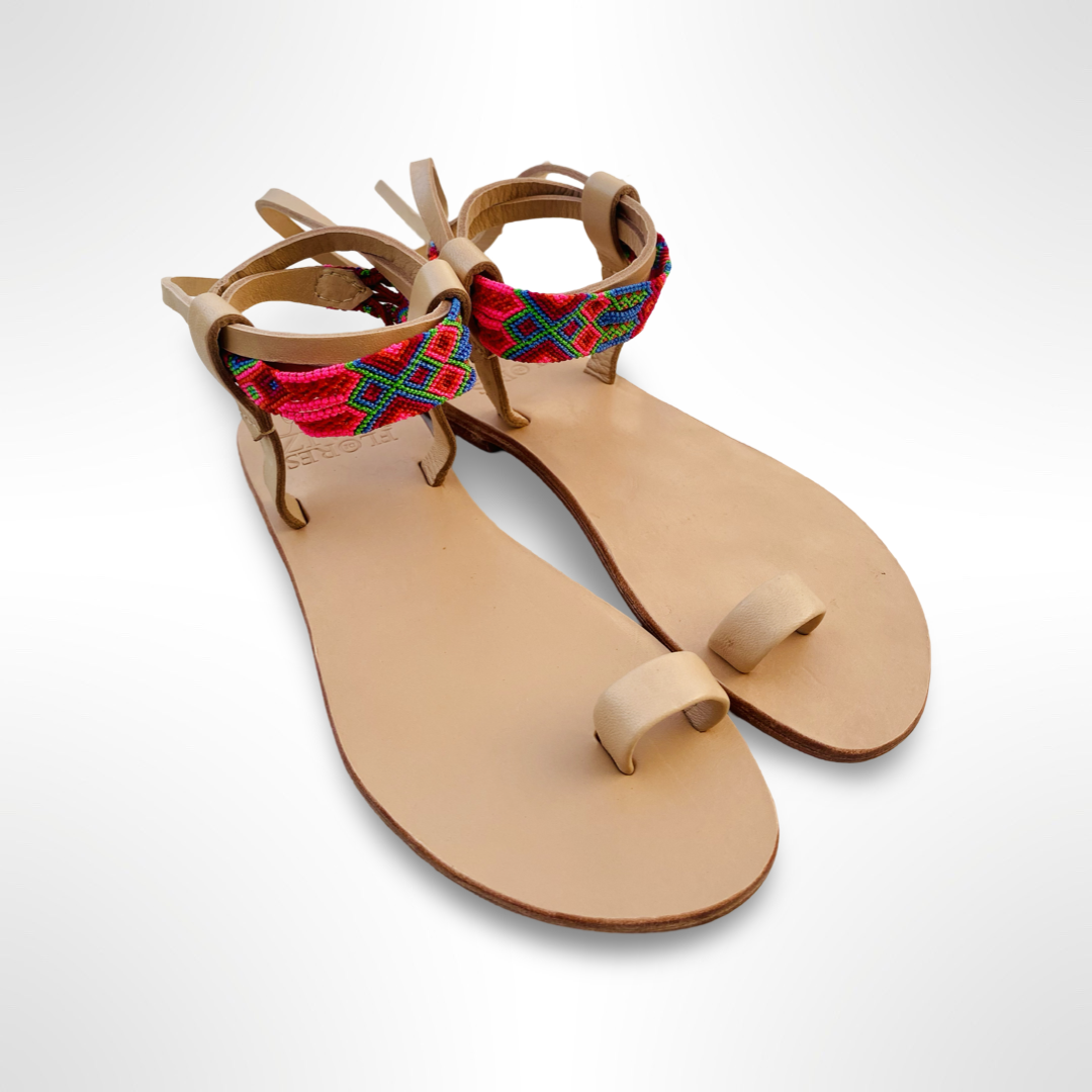 SANDALIA TZOTZIL - Natural | Rosa/Coral