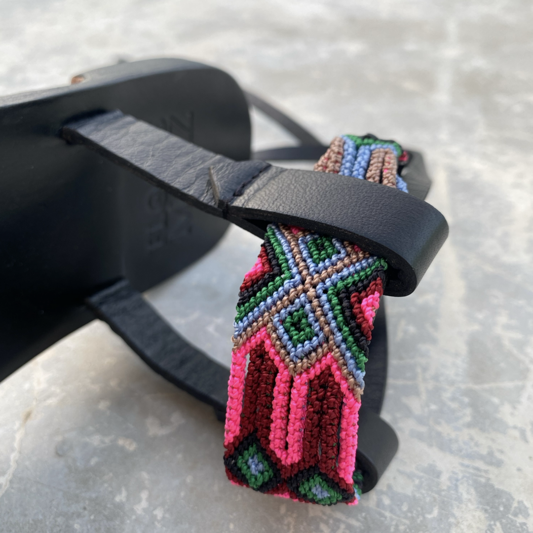 SANDALIA TZOTZIL - Negra | Rosa/Gris