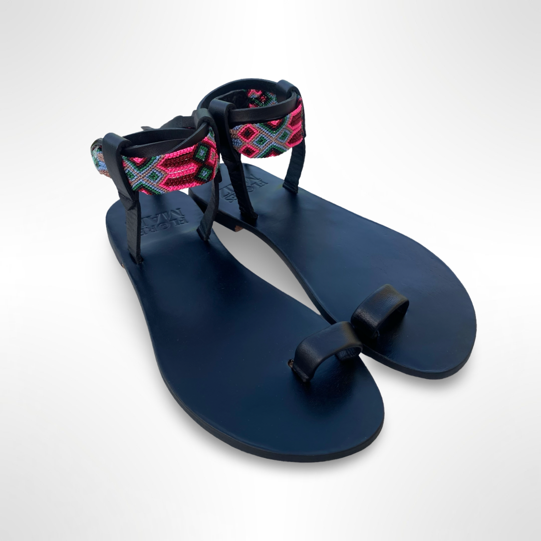SANDALIA TZOTZIL - Negra | Rosa/Gris