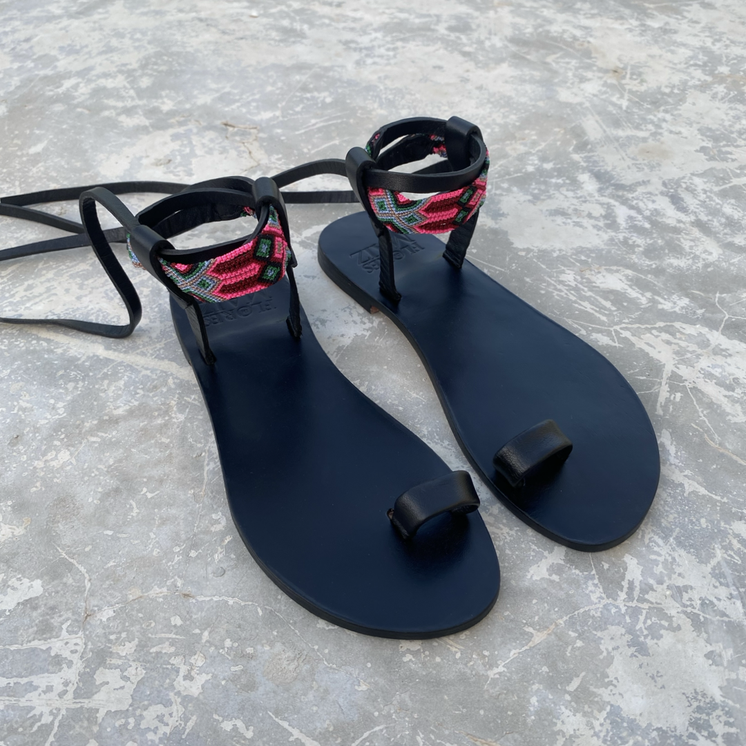 SANDALIA TZOTZIL - Negra | Rosa/Gris